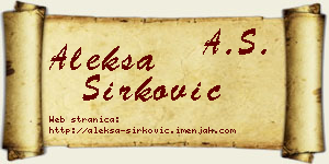 Aleksa Sirković vizit kartica